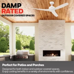 Honeywell Lynton Dual Mount Ceiling Fan, 52 Inch, White - 53051