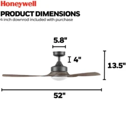 Honeywell Lynton High Performance Indoor and Outdoor Ceiling Fan, Brown and Black, 52-Inch - 51853