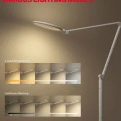 Honeywell Modern Adjustable Floor Lamp with Remote and Eye Protection, 2700k-5700k Color Temperature and 5 Brightness Levels, White - HWL-F01WT