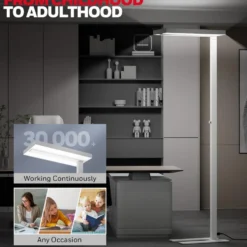 Honeywell Modern LED Floor Lamp, Sunturalux Eye-Care Tall Standing Light, 16000LM 4000K Natural Daylight - 02E-Max