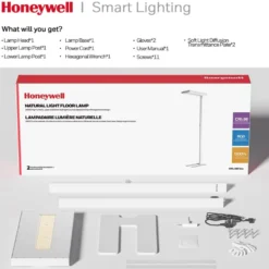 Honeywell Modern LED Floor Lamp, Sunturalux Eye-Care Tall Standing Light, 16000LM 4000K Natural Daylight - 02E-Max