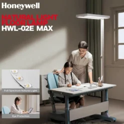 Honeywell Modern LED Floor Lamp, Sunturalux Eye-Care Tall Standing Light, 16000LM 4000K Natural Daylight - 02E-Max