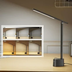 Honeywell Multi-Angle Adjustable LED Desk/Table Lamp with USB A+C Charging Ports and Eye Protection, Black HWT-H01-PRO