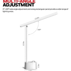 Honeywell Multi-Angle Adjustable LED Desk/Table Lamp with USB A+C Charging Ports and Eye Protection, White HWT-H01W-PRO