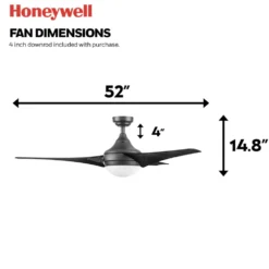 Honeywell Neyo Indoor LED Ceiling Fan, Espresso, 52-Inch - 51800