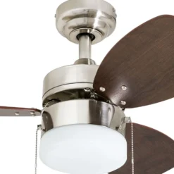Honeywell Ocean Breeze Ceiling Fan with Frosted Cylinder Light, Brushed Nickel, 30-Inch - 50601