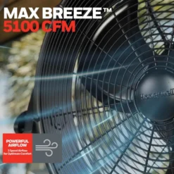 Honeywell Outdoor Wet-Rated Oscillating Wall Fan, 18 Inch, Matte Black - 53030