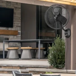 Honeywell Outdoor Wet-Rated Oscillating Wall Fan, 18 Inch, Matte Black - 53030