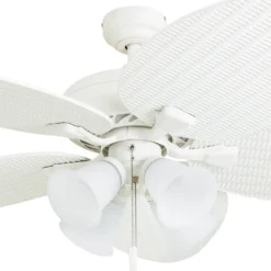 Honeywell Palm Lake Indoor and Outdoor Tropical Ceiling Fan with Bowl Light, White LED, 52-Inch - 50509