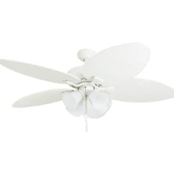 Honeywell Palm Lake Indoor and Outdoor Tropical Ceiling Fan with Bowl Light, White LED, 52-Inch - 50509