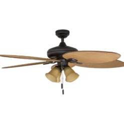 Honeywell Palm Valley Indoor and Outdoor Tropical Ceiling Fan with 4 LED Lights, Bronze, 52-Inch- 50506