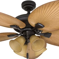 Honeywell Palm Valley Indoor and Outdoor Tropical Ceiling Fan with 4 LED Lights, Bronze, 52-Inch- 50506