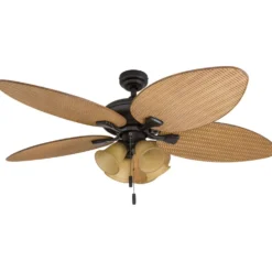 Honeywell Palm Valley Indoor and Outdoor Tropical Ceiling Fan with 4 LED Lights, Bronze, 52-Inch- 50506