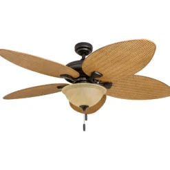 Honeywell Palm Valley Indoor and Outdoor Tropical Ceiling Fan with Bowl Light, Bronze, 52-Inch - 50507