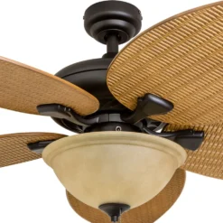 Honeywell Palm Valley Indoor and Outdoor Tropical Ceiling Fan with Bowl Light, Bronze, 52-Inch - 50507