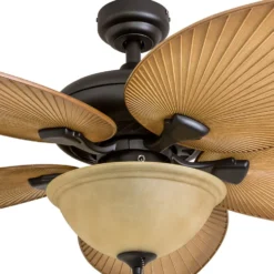 Honeywell Palm Valley Indoor and Outdoor Tropical Ceiling Fan with Bowl Light, Bronze, 52-Inch - 50507