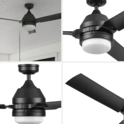 Honeywell Port Isle Wet Rated Outdoor Ceiling Fan, Matte Black, 54-Inch - 51856