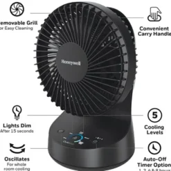 Honeywell QuietSet 5 Oscillating Table Fan - Black, HTF337B