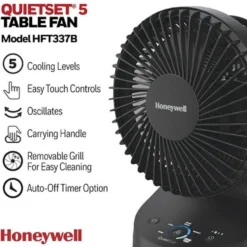 Honeywell QuietSet 5 Oscillating Table Fan - Black, HTF337B