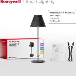 Honeywell Rechargeable Cordless Desk Lamps with a Portable Design, Color Changing and Touch Controls, Black 2-Pack HWT-M1B
