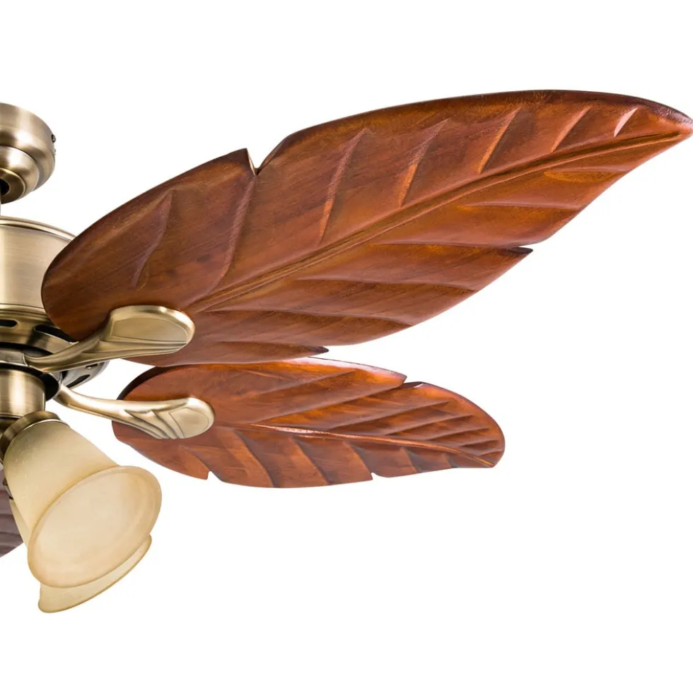 Honeywell Royal Palm Indoor Ceiling Fan, Aged Brass Tropical, 52-Inch - 50504