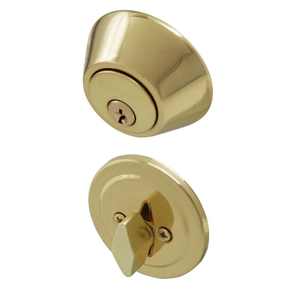 Honeywell Single Cylinder Deadbolt, Polished Brass, 8111009
