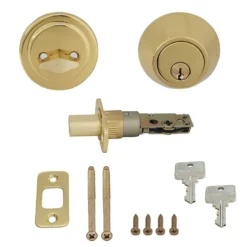 Honeywell Single Cylinder Deadbolt, Polished Brass, 8111009