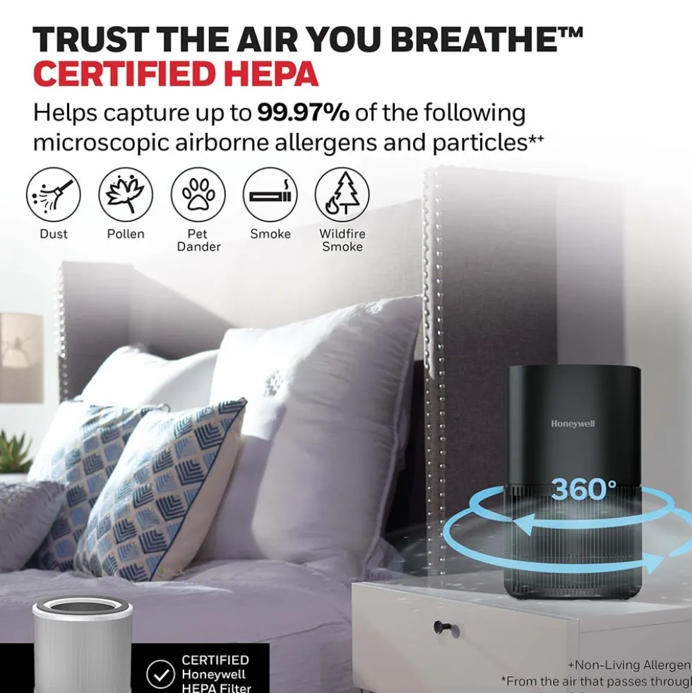 Honeywell Tabletop Allergen Plus HEPA Air Purifier - Black, HPA120B