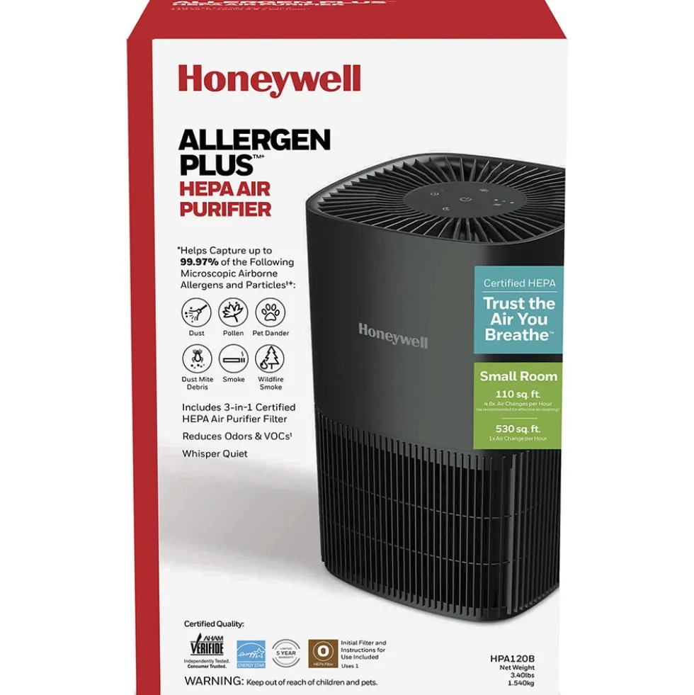 Honeywell Tabletop Allergen Plus HEPA Air Purifier - Black, HPA120B