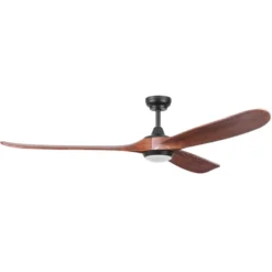 Honeywell Taiga Indoor or Covered Outdoor Ceiling Fan with Solid Wood Redwood Blades and Adjustable LED Light, 70-Inch, Matte Black - 53028-03