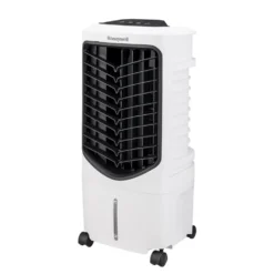 Honeywell TC09PEU Compact Evaporative Tower Air Cooler with Spot Fan and Humidifier, 200 CFM - 2.4 Gallon Tank, White