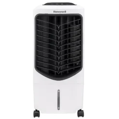 Honeywell TC09PEU Compact Evaporative Tower Air Cooler with Spot Fan and Humidifier, 200 CFM - 2.4 Gallon Tank, White