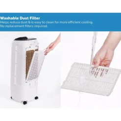 Honeywell TC10PEU Compact Evaporative Tower Air Cooler with Fan and Humidifier, Washable Dust Filter, 194 CFM - 2.6 Gallon Tank, White