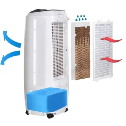Honeywell TC10PEU Compact Evaporative Tower Air Cooler with Fan and Humidifier, Washable Dust Filter, 194 CFM - 2.6 Gallon Tank, White