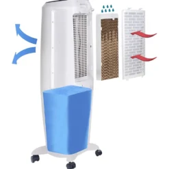 Honeywell TC30PEU Evaporative Tower Air Cooler with Fan and Humidifier, Washable Dust Filter, 470 CFM - 7.9 Gallon Tank, White