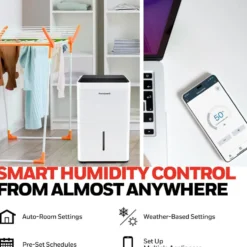 Honeywell TPFIT50AWK 50 Pint Smart Portable Dehumidifier with Alexa Voice Control