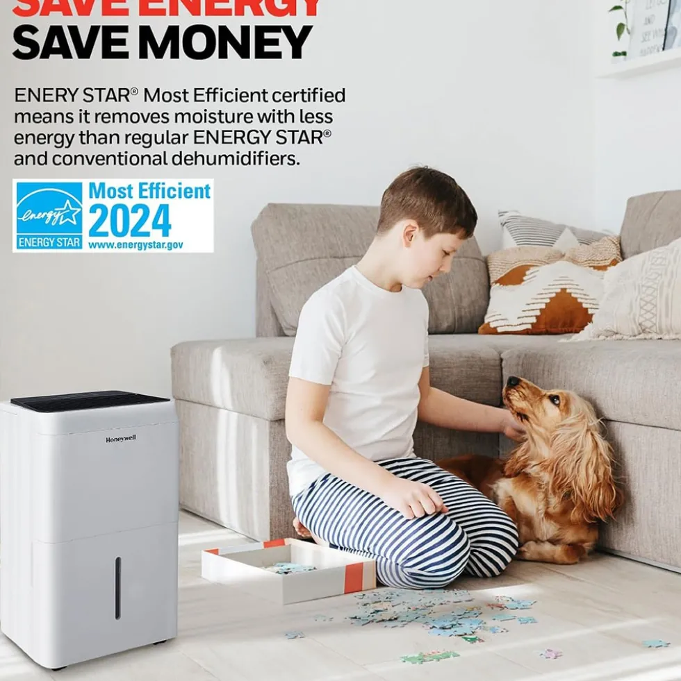 Honeywell TPFIT50AWK 50 Pint Smart Portable Dehumidifier with Alexa Voice Control