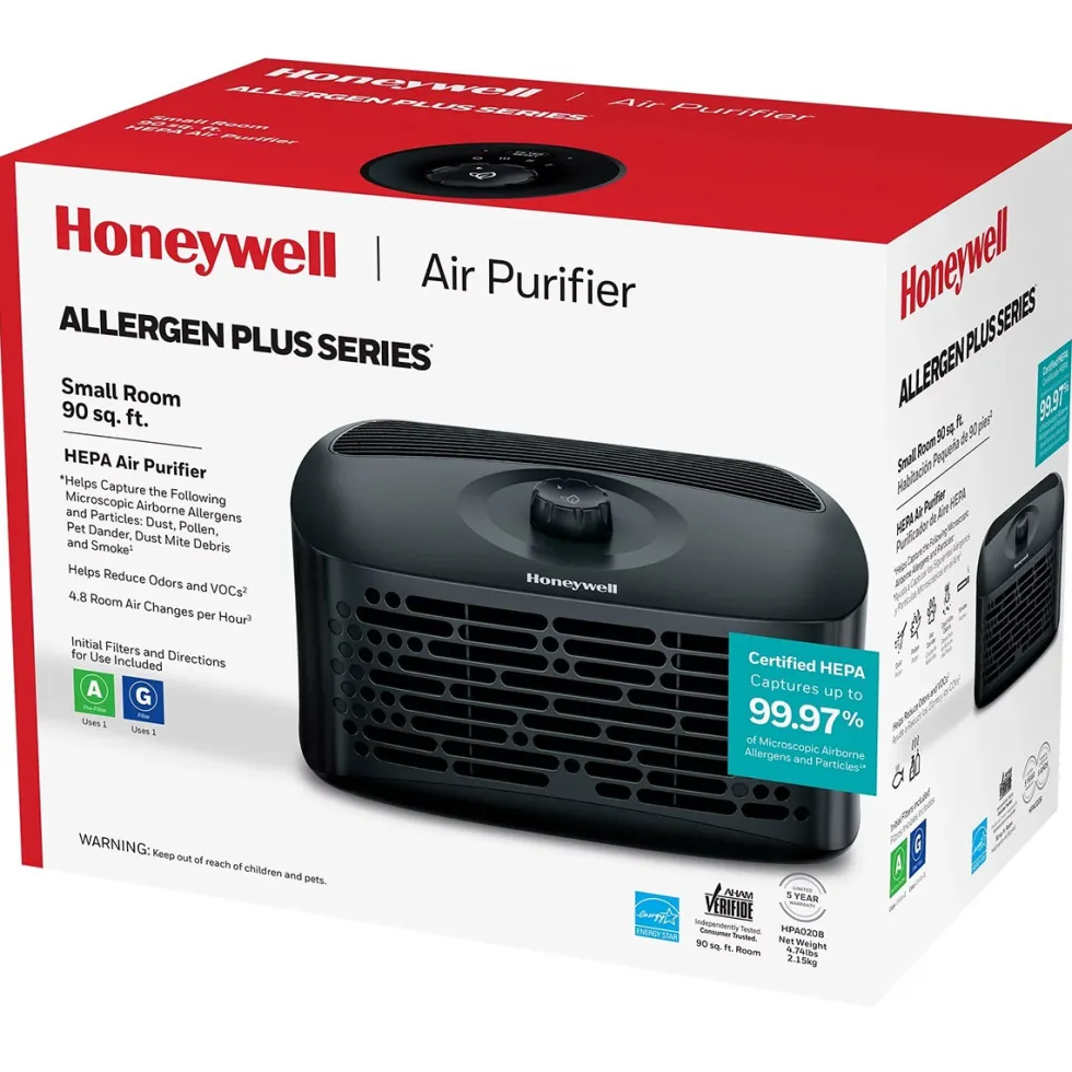 Honeywell True HEPA Tabletop Portable Air Purifier - Black, HPA020B