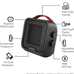 Honeywell UberHeat 5 Portable Ceramic Small Space Heater - Black, HCE210B