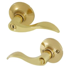 Honeywell Wave Privacy Door Lever, Polished Brass, 8106002