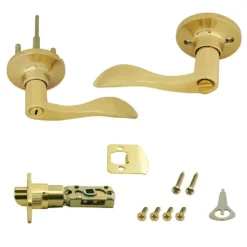 Honeywell Wave Privacy Door Lever, Polished Brass, 8106002
