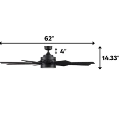 Honeywell Xerxes Indoor Ceiling Fan, Matte Black, 62-Inch - 51473