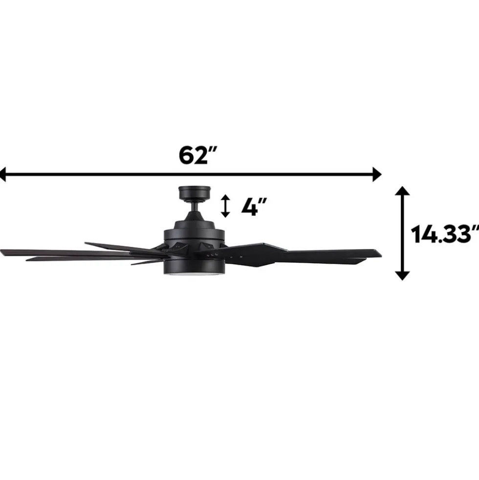 Honeywell Xerxes Indoor Ceiling Fan, Matte Black, 62-Inch - 51473