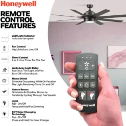 Honeywell Xerxes Indoor Ceiling Fan, Matte Black, 62-Inch - 51993