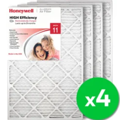 Honeywell 20x30x1 High Efficiency Allergen MERV 11 Air Filter, 4 Pack