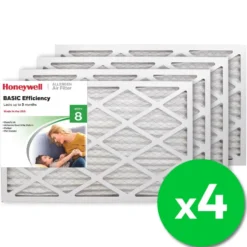 Honeywell 16x25x1 Standard Efficiency Allergen MERV 8 Air Filter, 4 Pack