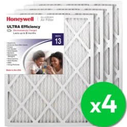 Honeywell 20x25x1 Ultra Efficiency Allergen MERV 13 Air Filter, 4 Pack