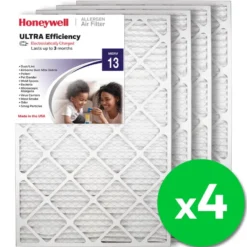 Honeywell 20x30x1 Ultra Efficiency Allergen MERV 13 Air Filter, 4 Pack
