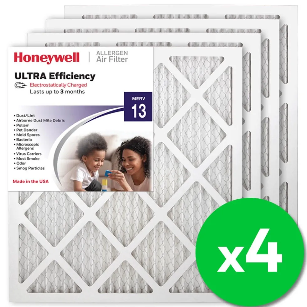 Honeywell 18x20x1 Ultra Efficiency Allergen MERV 13 Air Filter, 4 Pack