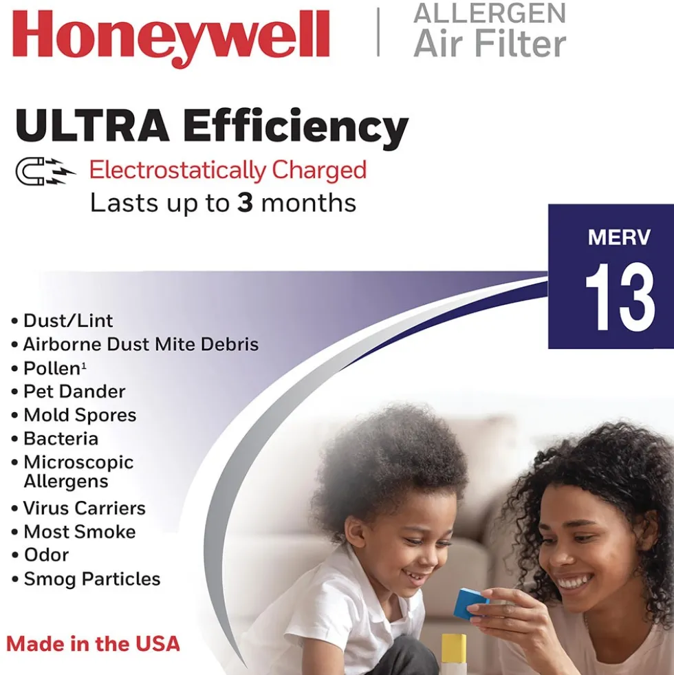 Honeywell 14x20x1 Ultra Efficiency Allergen MERV 13 Air Filter, 4 Pack